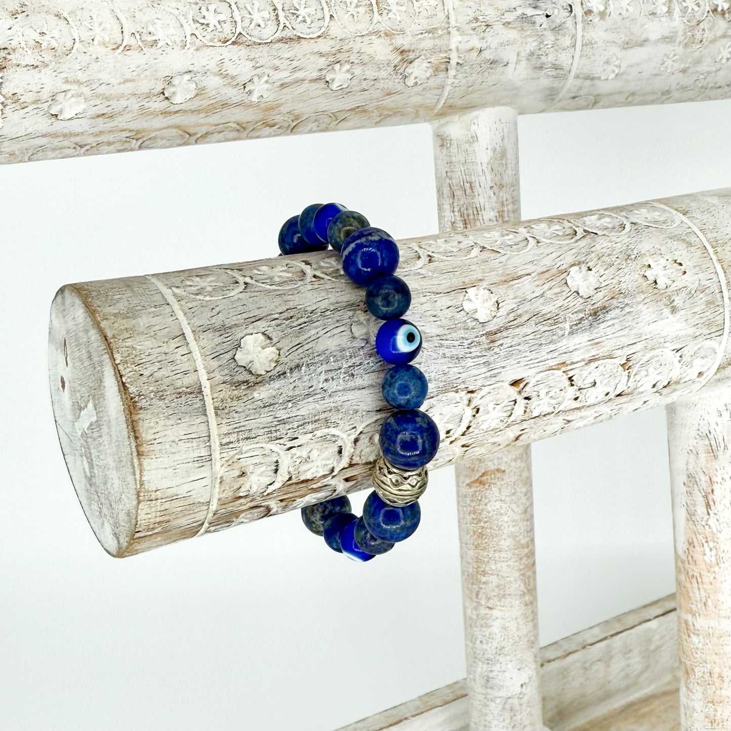 Lapis Lazuli Bracelet with Small Evil Eyes