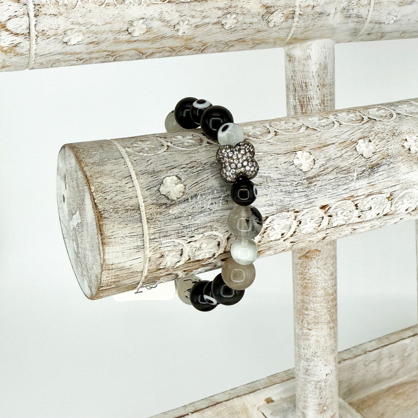 Moonstone and Obsidian Bracelet