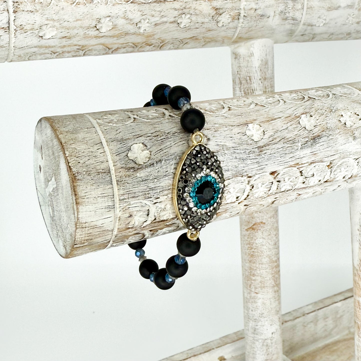 Tourmaline Bracelet with Evil Eye Charm