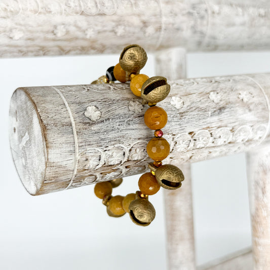 Mookaite Bracelet with Brass Bells